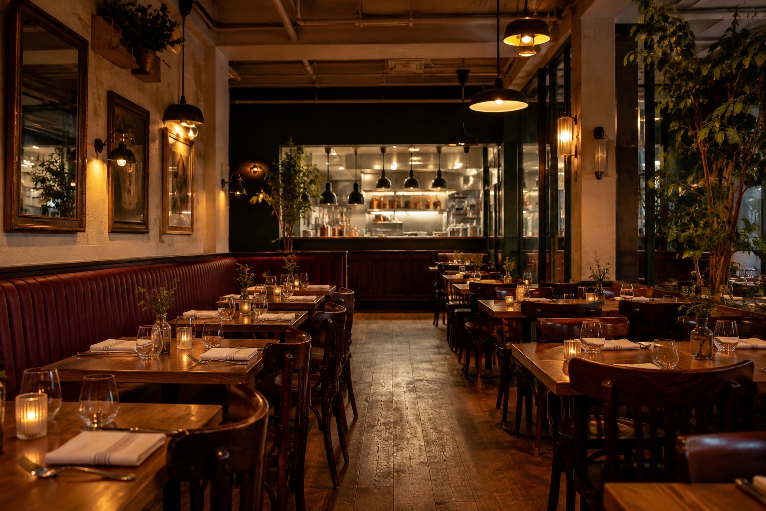 Salle contemporaine et chaleureuse du restaurant